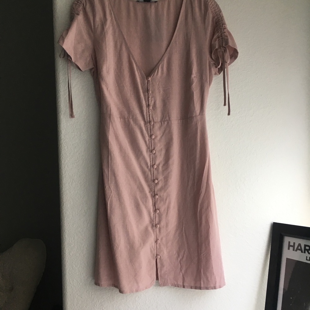 Pink polka dot button up forever 21 dress